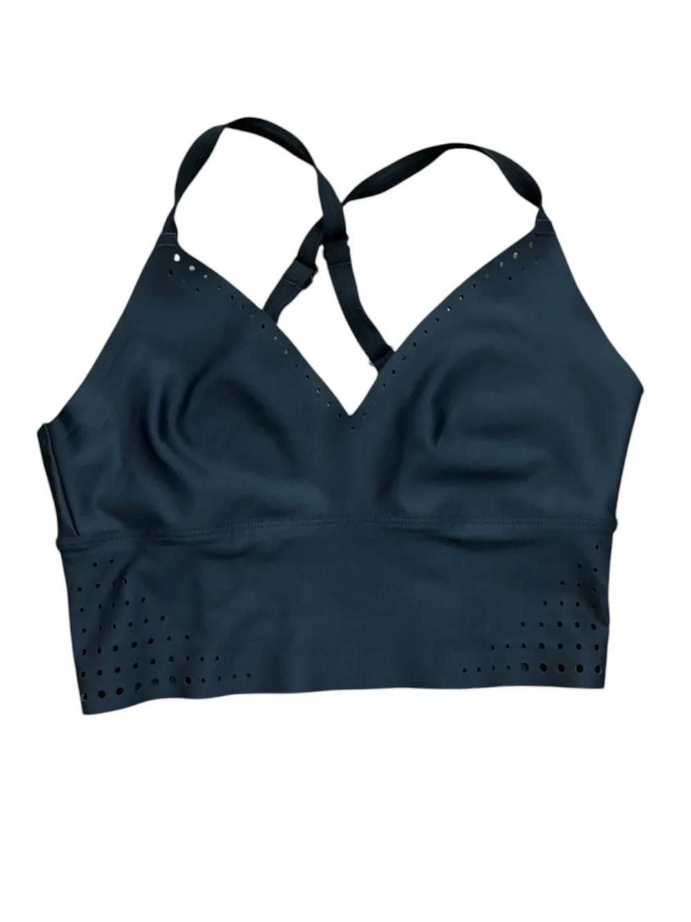ALO Airlift Laser Cut Sports Bra Black Adjustable Straps Long Line Size XS